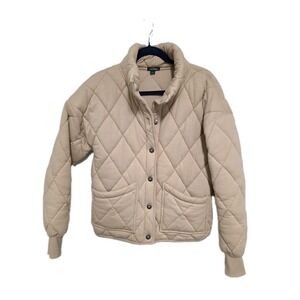 Wild Fable Women's Quilted‎ Jacket S Beige Button Front EUC Y2K